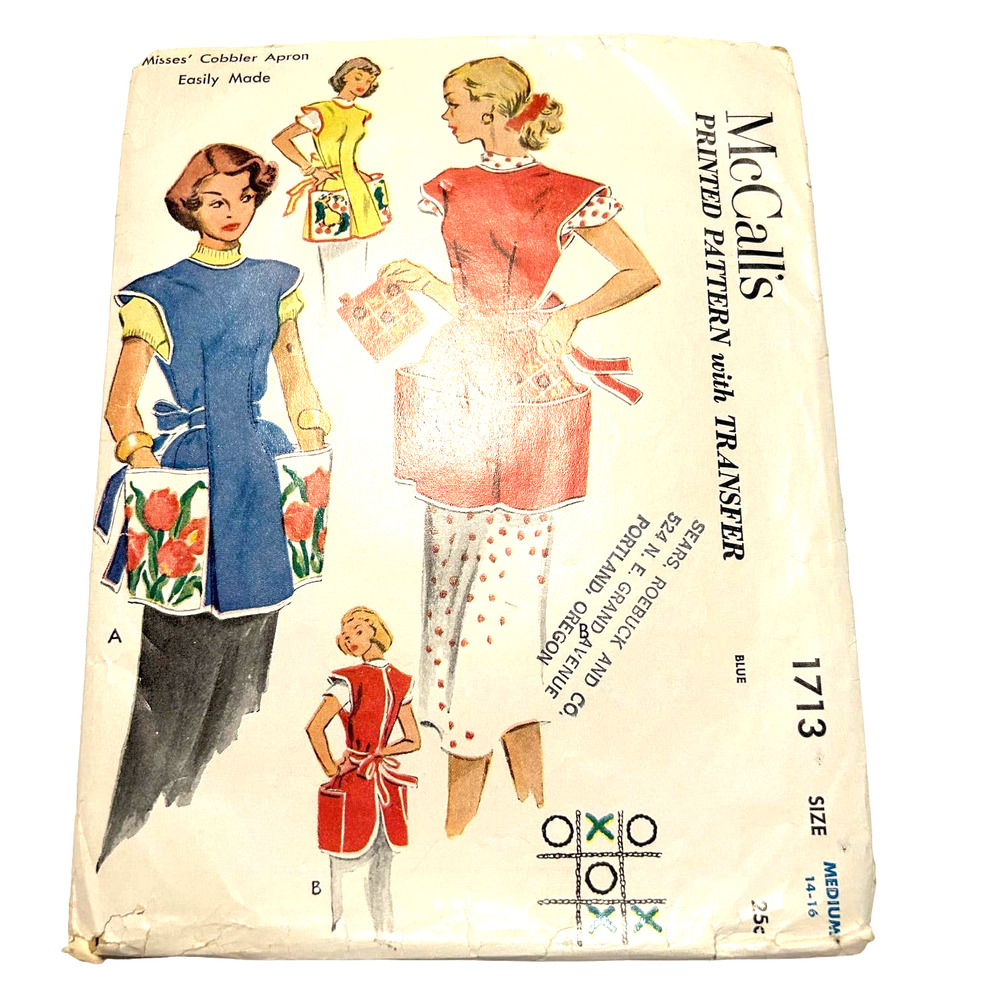 McCalls‎ Vintage1950's Pattern #1713 Cobbler Apron Size M 14-16